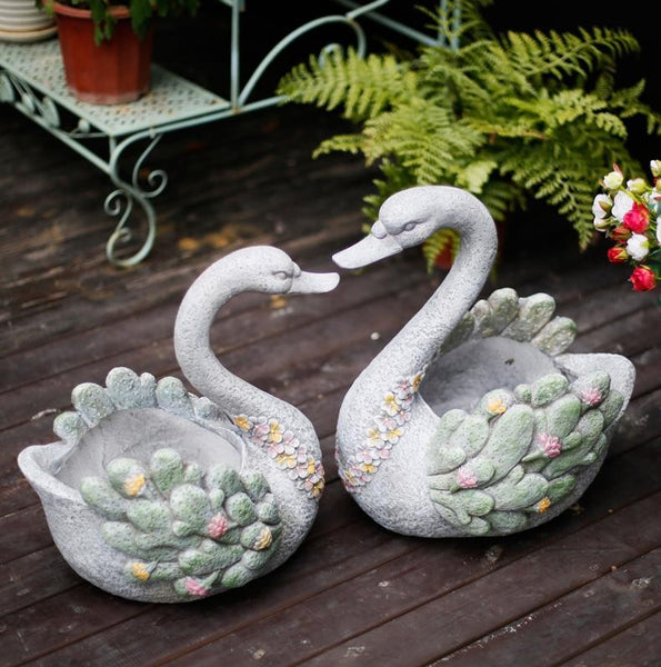 Extra Large Swan Flower Pot, Animal Statue for Garden Ornament, Swan Statues, Villa Courtyard Decor, Outdoor Decoration Ideas, Garden Ideas-artworkcanvas