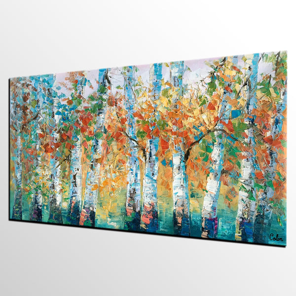 Forest Tree Painting, Custom Extra Large Painting, Original Painting, Oil Painting for Dining Room-artworkcanvas