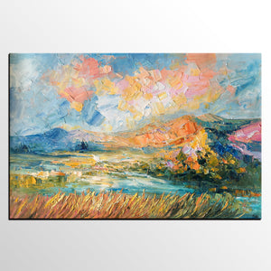 Custom Abstract Painting, Large Oil Painting, Autumn Mountain Landscape Painting, Heavy Texture Painting-artworkcanvas