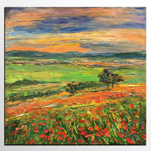 Landscape Painting on Canvas, Flower Field Painting, Heavy Texture Pai –  artworkcanvas