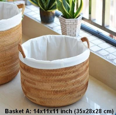 Extra Large Rattan Storage Baskets, Oversized Laundry Storage Baskets, Round Storage Baskets, Storage Baskets for Clothes, Storage Baskets for Bathroom-artworkcanvas