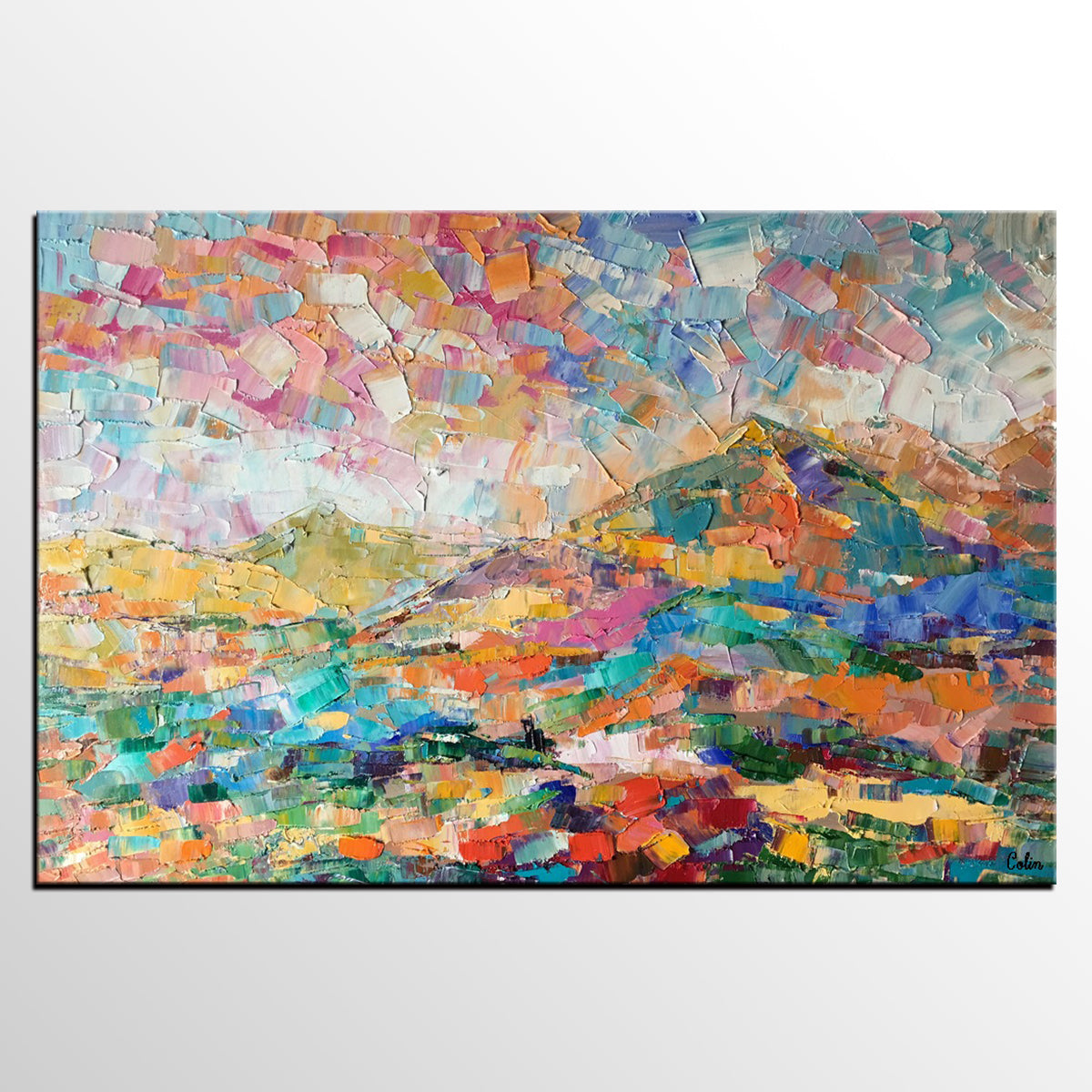 Custom Abstract Painting, Abstract Mountain Landscape Painting, Oil Painting, Heavy Texture Art-artworkcanvas