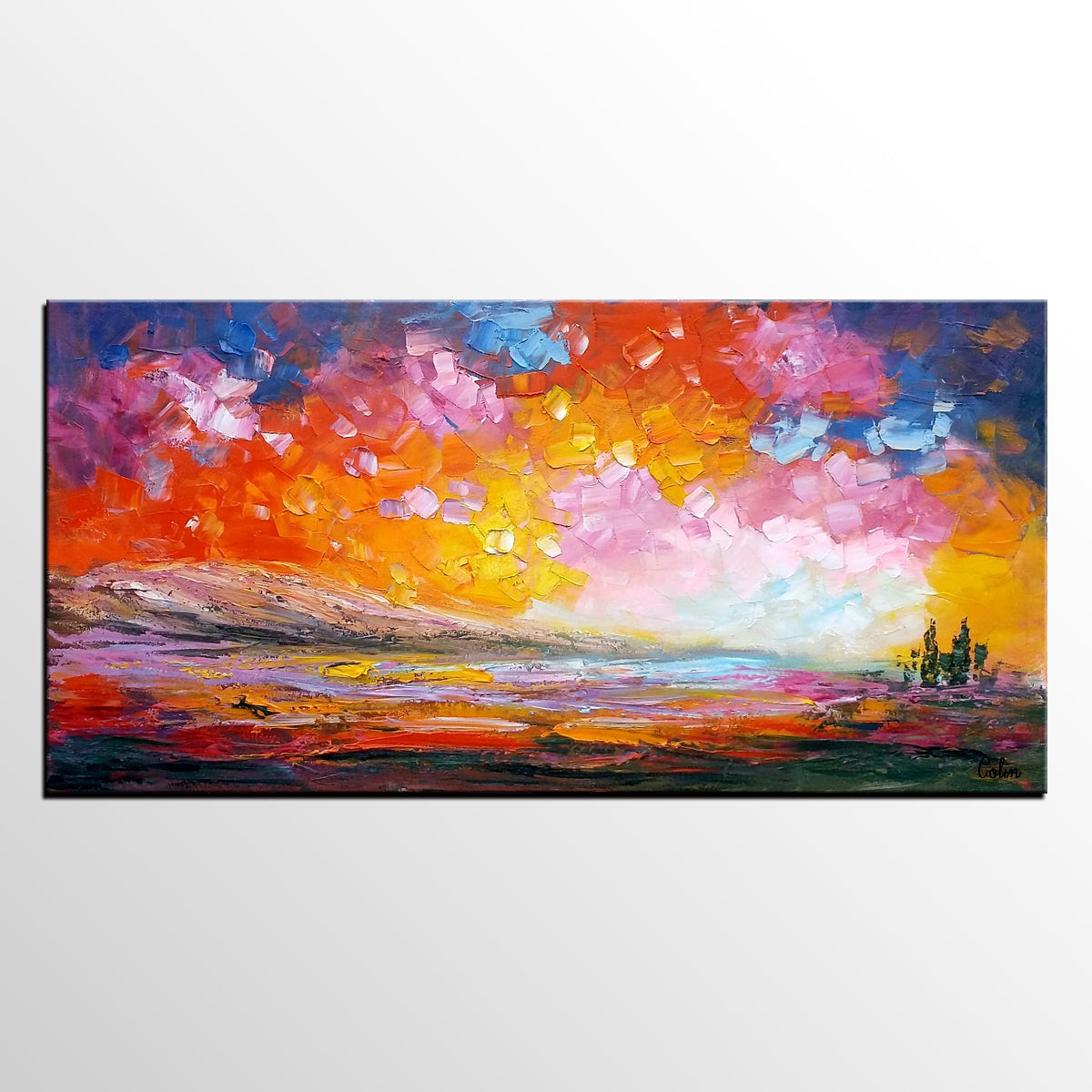 Abstract Landscape Painting, Original Landscape Painting, Canvas Wall Art Paintings, Custom Extra Large Painting-artworkcanvas