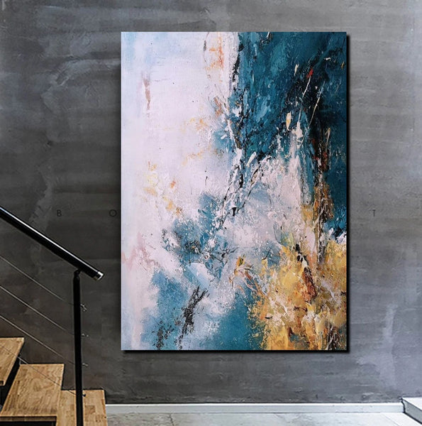 Modern Paintings for Living Room, Simple Modern Art, Blue Abstract Canvas Painting, Contemporary Acrylic Paintings, Large Wall Art Paintings-artworkcanvas