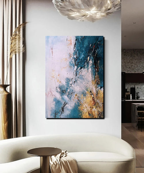 Modern Paintings for Living Room, Simple Modern Art, Blue Abstract Canvas Painting, Contemporary Acrylic Paintings, Large Wall Art Paintings-artworkcanvas