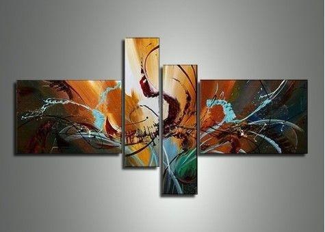 Modern Canvas Painting for Living Room, Abstract Painting on Canvas, 4 Piece Canvas Art, Abstract Acryli Wall Art Paintings, Contemporary Wall Art Ideas-artworkcanvas