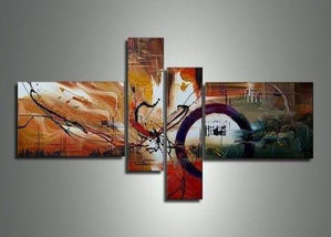 Large Canvas Painting, Abstract Acrylic Painting, Modern Canvas Art Paintings, 4 Piece Abstract Art, Dining Room Wall Art Paintings-artworkcanvas
