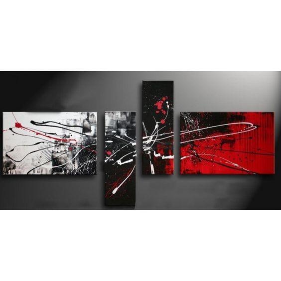 Modern Abstract Paintings, Black and Red Canvas Wall Art, Abstract Painting for Sale, Modern Wall Art Paintings for Living Room-artworkcanvas