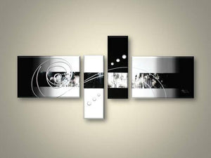Abstract Acrylic Art, 4 Piece Canvas Art Paintings, Black and White Canvas Wall Art Paintings, Abstract Oil Painting, Modern Wall Art Ideas for Living Room-artworkcanvas