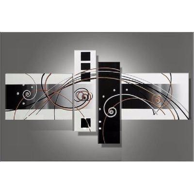 Simple Wall Art for Sale, Black and White Canvas Art, 4 Piece Canvas Paintings, Abstract Oil Painting, Contemporary Wall Art for Bedroom-artworkcanvas
