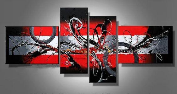 Simple Abstract Canvas Art, Black and Red Wall Art Paintings, Large Modern Paintings on Canvas, Extra Large Canvas Painting-artworkcanvas