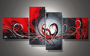 Simple Abstract Painting, Modern Abstract Paintings, Black and Red Wall Art Paintings, Living Room Canvas Painting, Buy Art Online-artworkcanvas