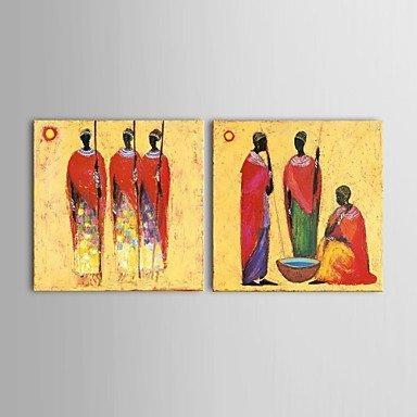 Hand Painted Art, 2 Piece Canvas Painting, African Figure Art, African Woman Painting, Wall Hanging-artworkcanvas