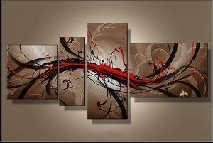 Wall Hanging, Extra Large Painting, Living Room Wall Art, 4 Panel Modern Art, Extra Large Art-artworkcanvas