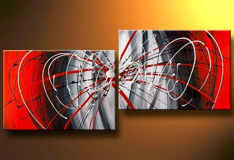 Large Art, Black and Red Canvas Painting, Abstract Art, Wall Art, Wall Hanging, Bedroom Wall Art-artworkcanvas