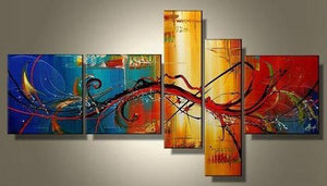 Large Wall Art, Abstract Painting, Huge Wall Art, Acrylic Art, 5 Panel Wall Painting, Hand Painted Art, Group Painting-artworkcanvas