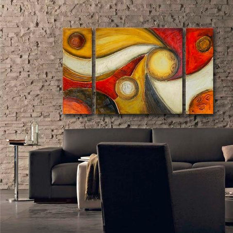 Canvas Paintings for Living Room, Modern Abstract Art, 3 Panel Wall Art Paintings, Large Oil Painting, Contemporary Abstract Art-artworkcanvas