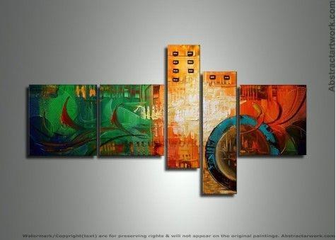 Group Painting, Canvas Painting, Large Wall Art, Abstract Painting, Huge Wall Art, Acrylic Art, Abstract Art, 5 Piece Wall Painting-artworkcanvas