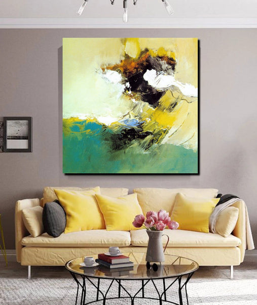Acrylic Painting for Bedroom, Modern Canvas Painting, Contemporary Artwork, Green Abstract Acrylic Paintings, Hand Painted Canvas Art-artworkcanvas