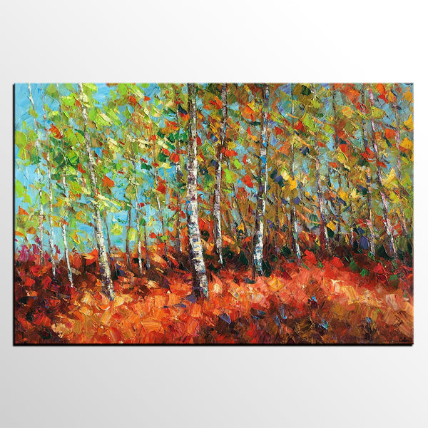 Abstract Autumn Tree Painting, Landscape Painting, Heavy Texture Oil Painting, Landscape Painting-artworkcanvas