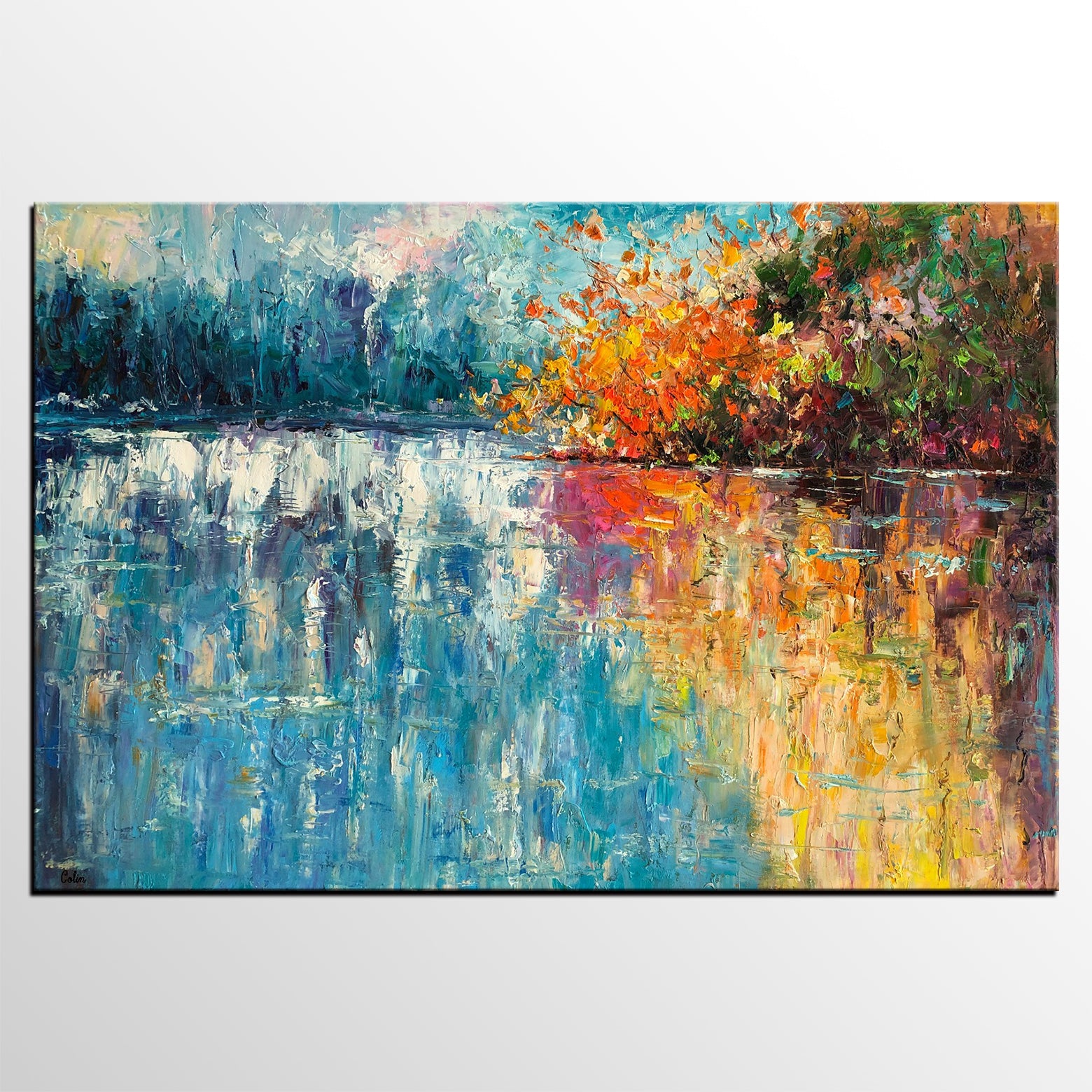 Abstract Landscape Art, Autumn Tree Painting, Original Painting, Heavy Texture Art, Extra Large Hand Painted Artwork-artworkcanvas