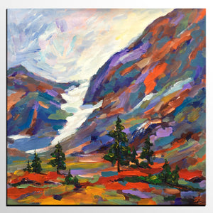 Canvas Art, Abstract Autumn Art, Autumn Mountain Landscape Painting, Rustic Oil Painting-artworkcanvas