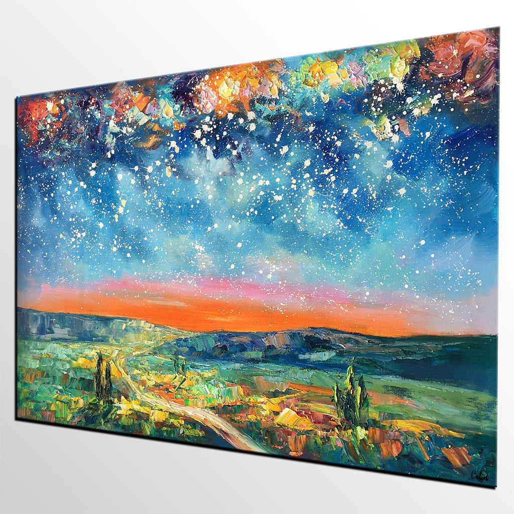 Abstract Art Painting, Abstract Landscape Painting, Starry Night Sky A –  artworkcanvas