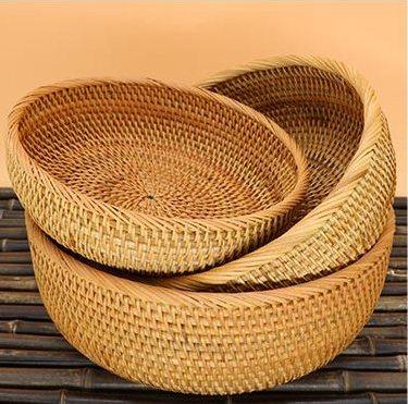 Round Stoarge Basket, Storage Basket for Food, Small Storage Baskets, Woven Storage Baskets, Rattan Storage Baskets, Kitchen Storage Baskets-artworkcanvas