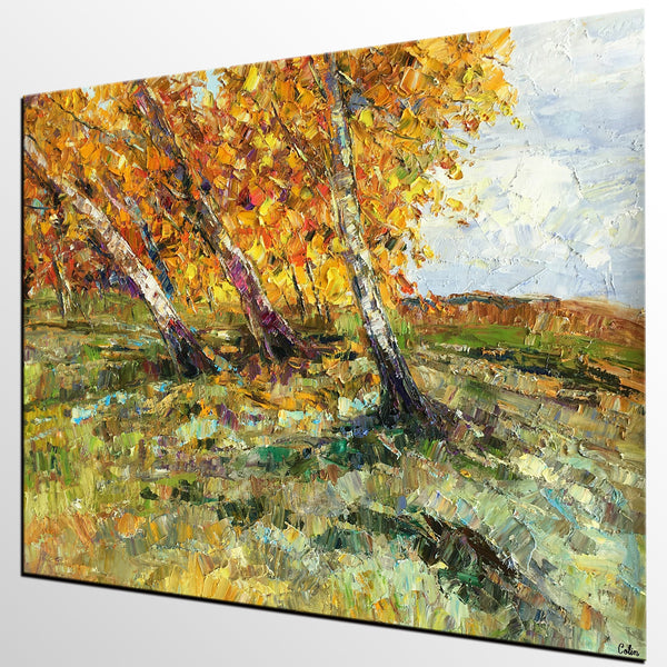 Large Canvas Wall Art, Autumn Tree Painting, Canvas Painting, Abstract Landscape Art-artworkcanvas