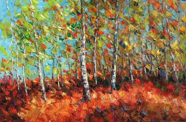 Abstract Autumn Tree Painting, Landscape Painting, Heavy Texture Oil Painting, Landscape Painting-artworkcanvas