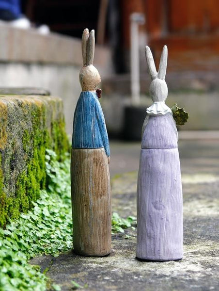 Rabbit Couple in the Garden, Rabbit Resin Statue for Garden Ornament, Lovely Rabbits Statues, Outdoor Decoration Ideas, Garden Ideas-artworkcanvas