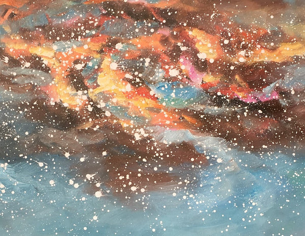 Landscape Oil Painting, Starry Night Sky Painting, Heavy Texture Painting, Custom Abstract Painting-artworkcanvas