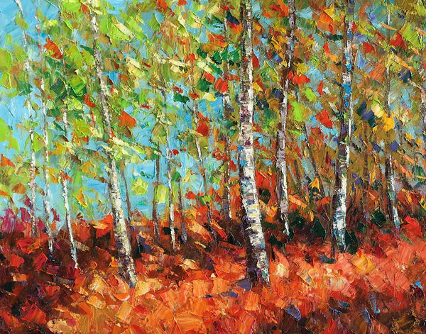 Abstract Autumn Tree Painting, Landscape Painting, Heavy Texture Oil Painting, Landscape Painting-artworkcanvas