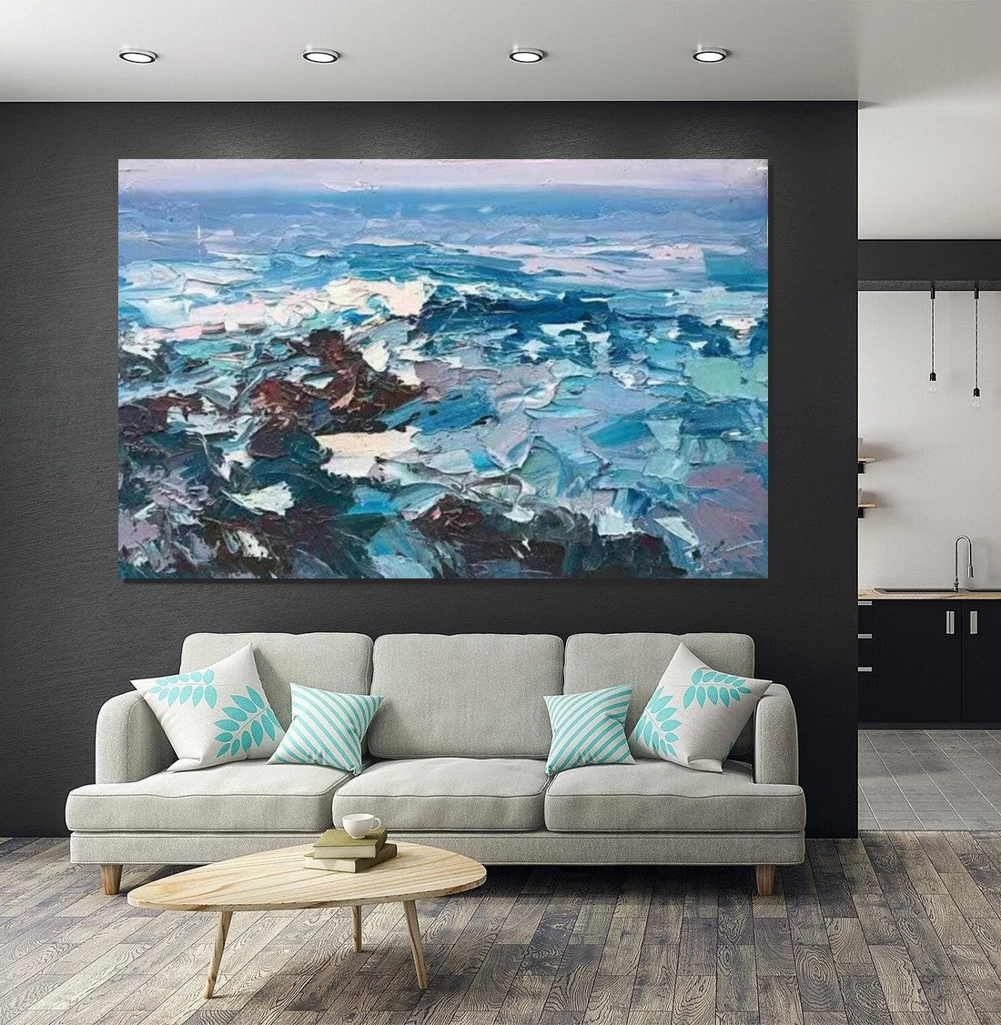 Landscape Canvas Paintings, Seascape Painting, Acrylic Paintings for Living Room, Abstract Landscape Paintings, Seascape Big Wave Painting, Heavy Texture Canvas Art-artworkcanvas