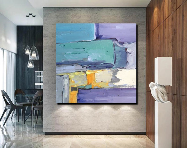 Canvas Painting for Living Room, Simple Modern Paintings, Blue Abstract Modern Paintings, Acrylic Painting on Canvas, Hand Painted Canvas Art-artworkcanvas