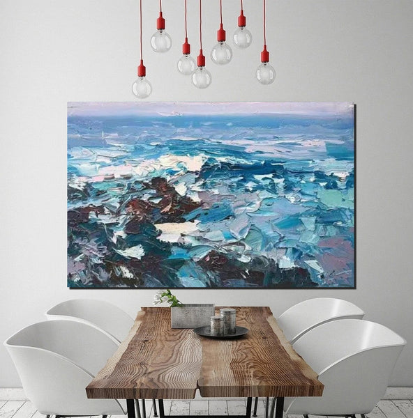 Landscape Canvas Paintings, Seascape Painting, Acrylic Paintings for Living Room, Abstract Landscape Paintings, Seascape Big Wave Painting, Heavy Texture Canvas Art-artworkcanvas