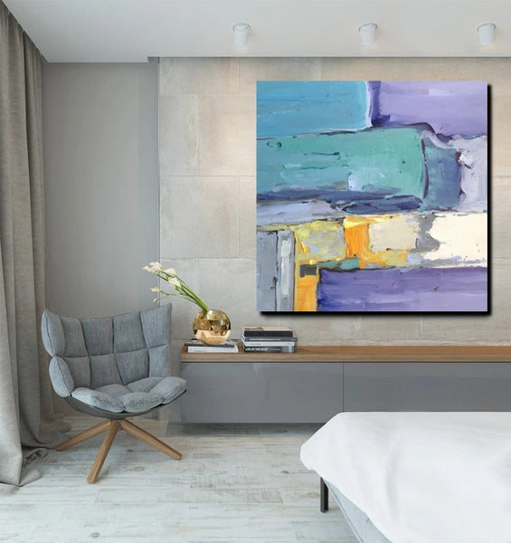 Canvas Painting for Living Room, Simple Modern Paintings, Blue Abstract Modern Paintings, Acrylic Painting on Canvas, Hand Painted Canvas Art-artworkcanvas
