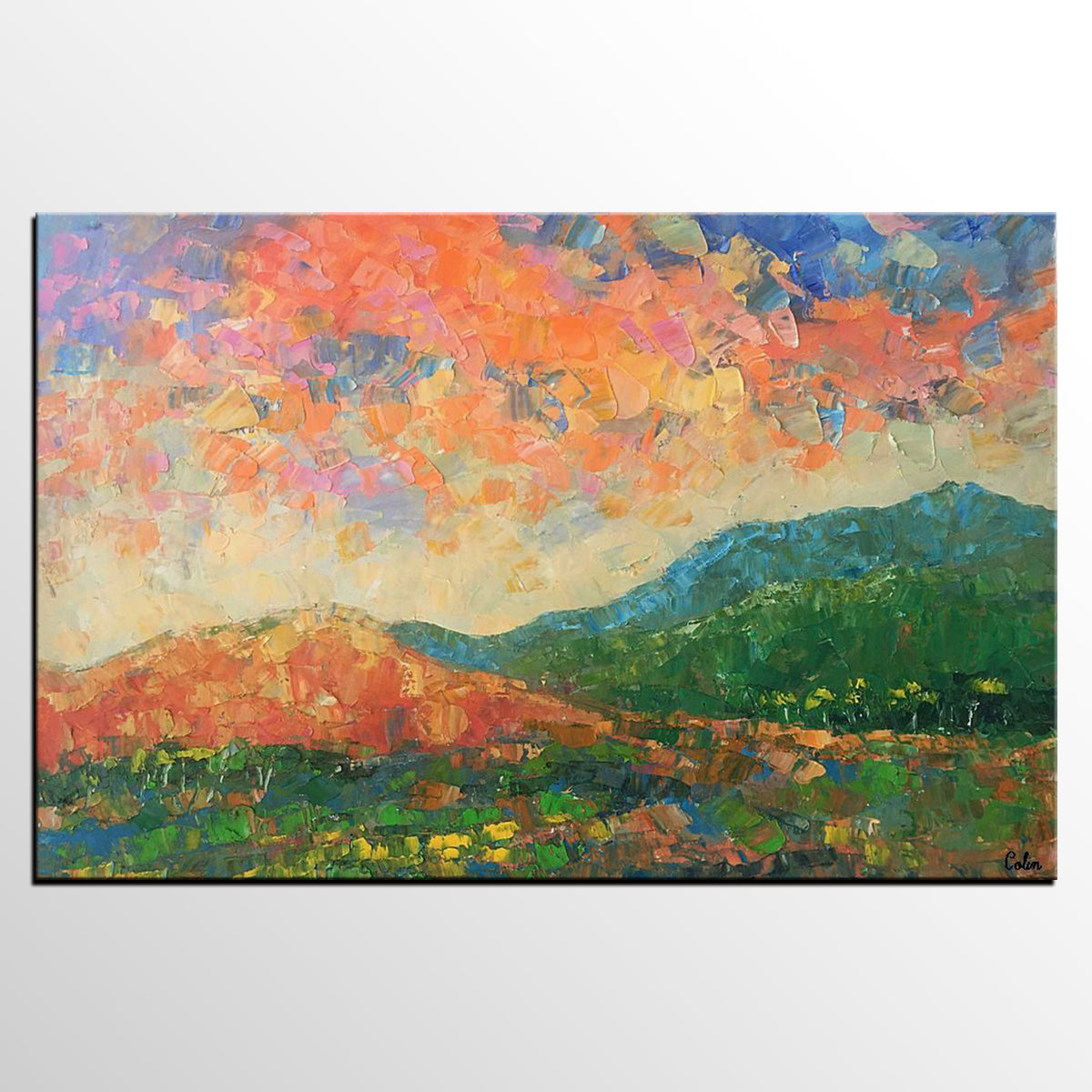 Abstract Mountain Landscape Art, Large Art, Original Art, Contemporary Art, Oil Painting for Sale-artworkcanvas