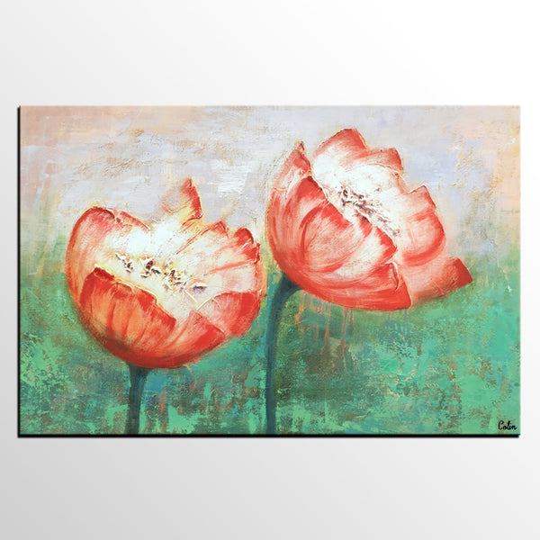 Large Tulip Flower Painting, Abstact Wall Art, Canvas Art, Original Painting, Canvas Painting-artworkcanvas