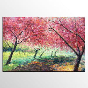 Canvas Wall Art, Large Art, Abstract Landscape Art, Forest Tree Painting, Heavy Texture Artwork-artworkcanvas
