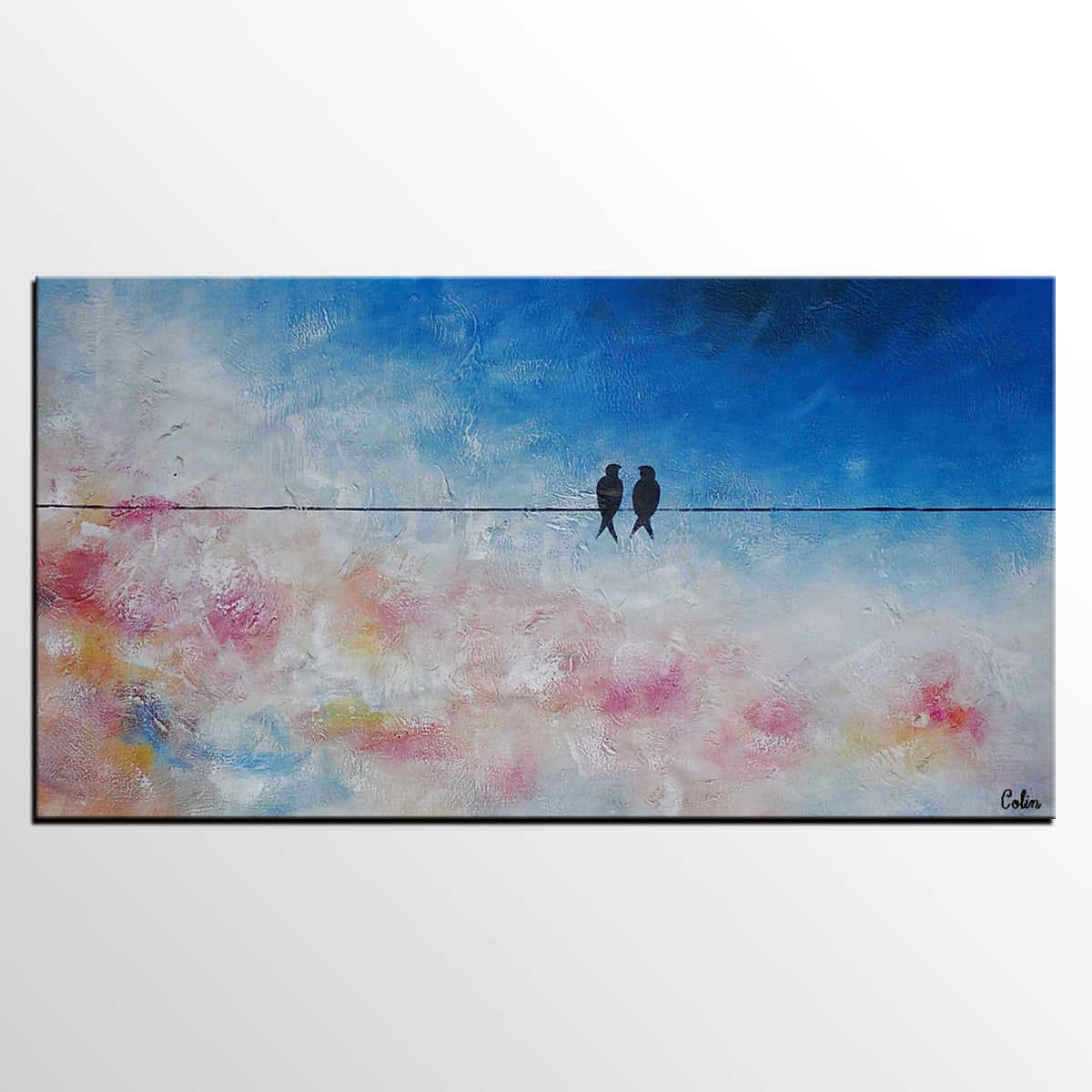 Bird Painting, Love Birds Painting, Simple Modern Art, Buy Paintings Online, Acrylic Abstract Painting, Wall Art Paintings, Wedding Gift C-artworkcanvas