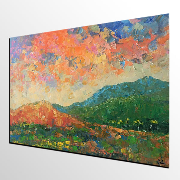 Abstract Mountain Landscape Art, Large Art, Original Art, Contemporary Art, Oil Painting for Sale-artworkcanvas