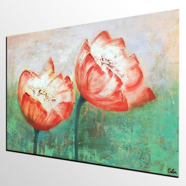 Large Tulip Flower Painting, Abstact Wall Art, Canvas Art, Original Painting, Canvas Painting-artworkcanvas