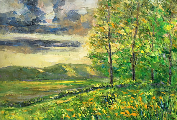 Landscape Art, Canvas Wall Art, Original Painting, Spring Tree Painting, Extra Large Canvas Painting-artworkcanvas