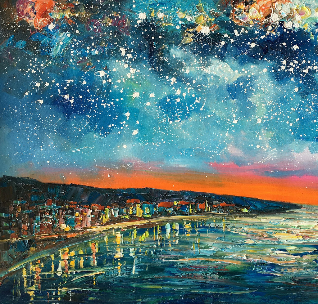 Landscape Oil Paintings, Sail Boat under Starry Night Sky Painting, La –  artworkcanvas