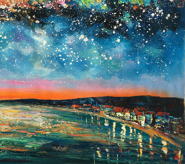 Landscape Painting, Starry Night Oil Painting, Original Wall Art, Custom Large Canvas Art-artworkcanvas