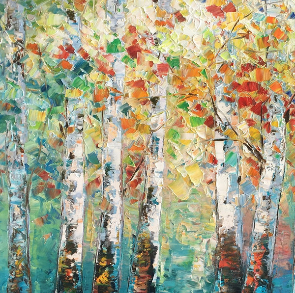 Canvas Art Painting, Large Wall Art, Summer Birch Tree Painting, Custom Extra Large Oil Painting-artworkcanvas