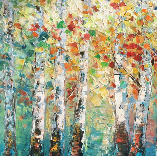 Canvas Art Painting, Large Wall Art, Summer Birch Tree Painting, Custom Extra Large Oil Painting-artworkcanvas