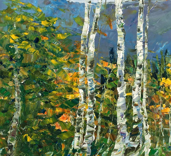 Birch Tree Painting, Abstract Landscape Painting, Oil Painting, Heavy Texture Painting-artworkcanvas