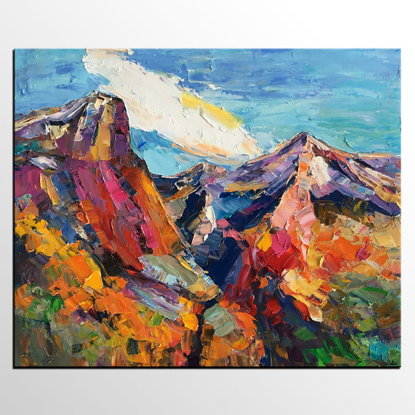 Abstract Art Landscape, Canvas Wall Art Paintings, Mountain Landscape Painting, Custom Landscape Oil Painting-artworkcanvas